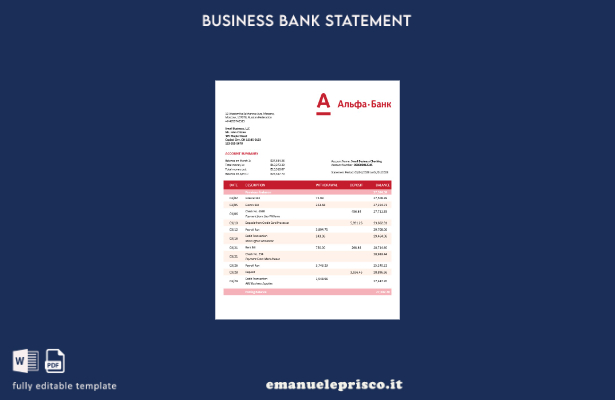 stile verificato Organizzazione Alfa Bank verifica estratto conto Modello Word e